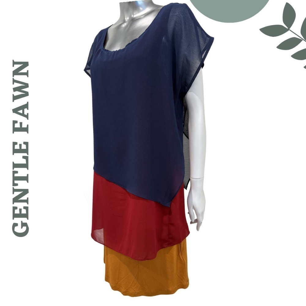 Gentle Fawn Layered Chiffon Dress Navy Medium - Picture 4 of 8